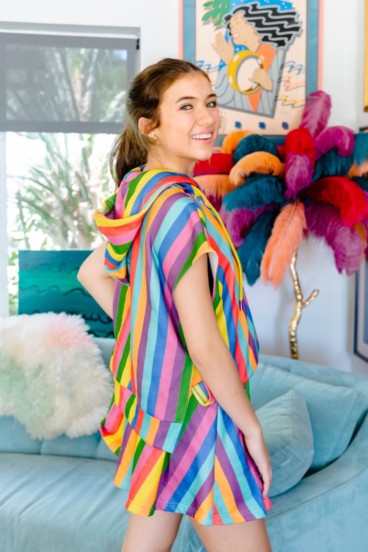 Queen Of Sparkles Rainbow Stripe Hoodie - Image 3