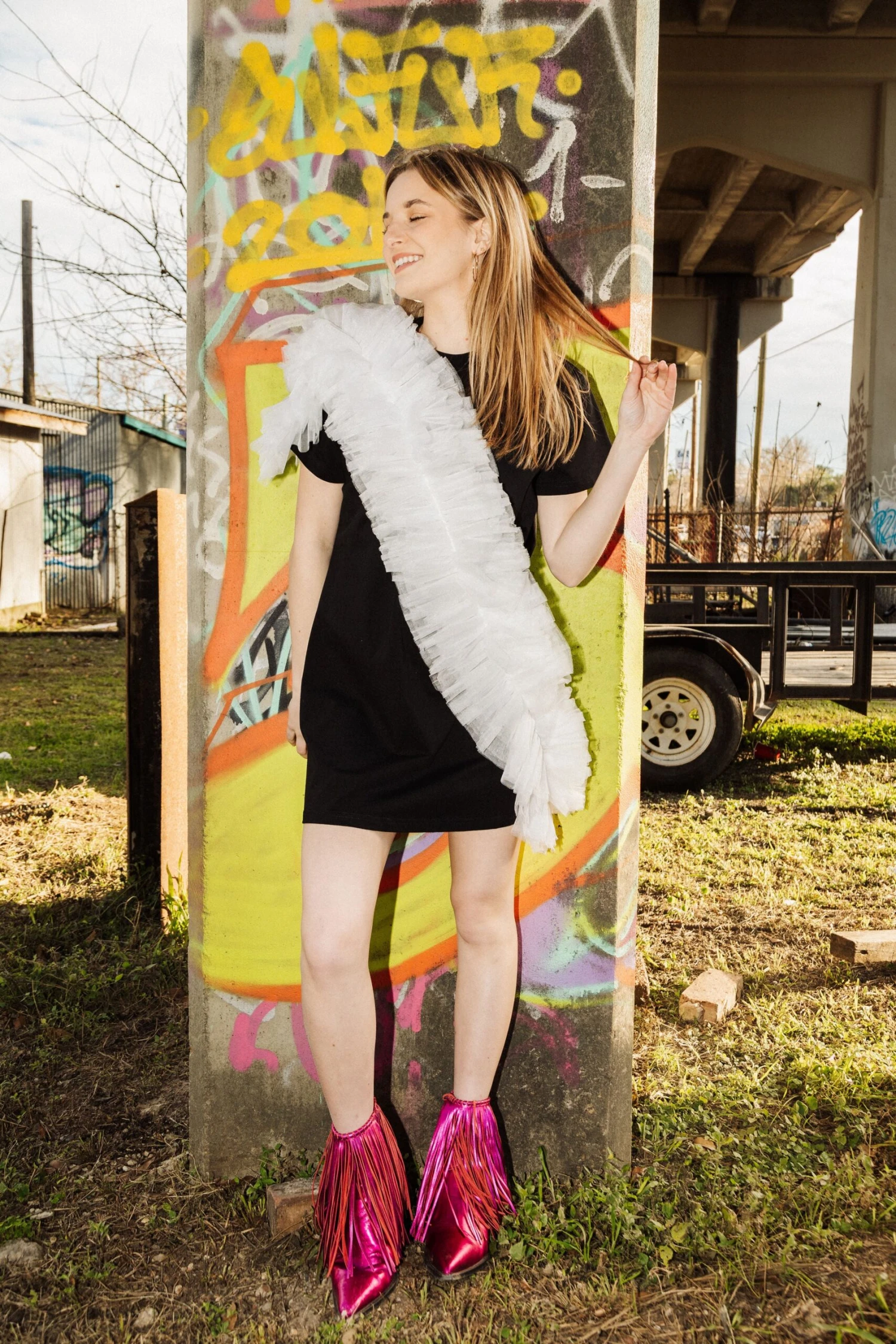 Queen Of Sparkles Ruffle Diagonal Tee Dress