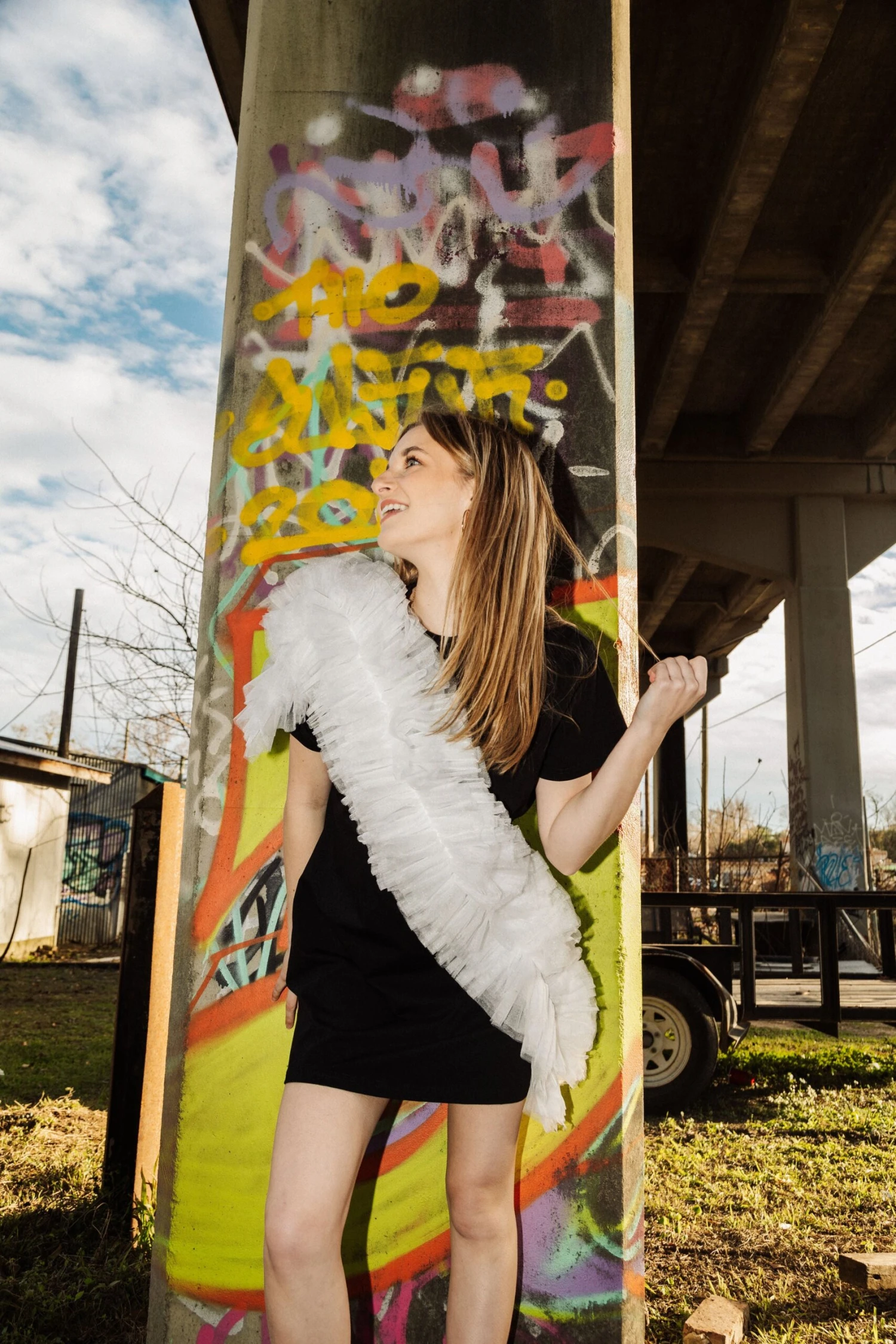 Queen Of Sparkles Ruffle Diagonal Tee Dress - Image 3