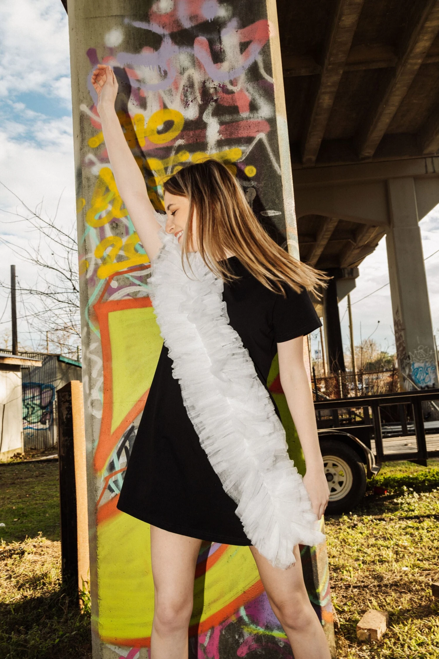 Queen Of Sparkles Ruffle Diagonal Tee Dress - Image 2