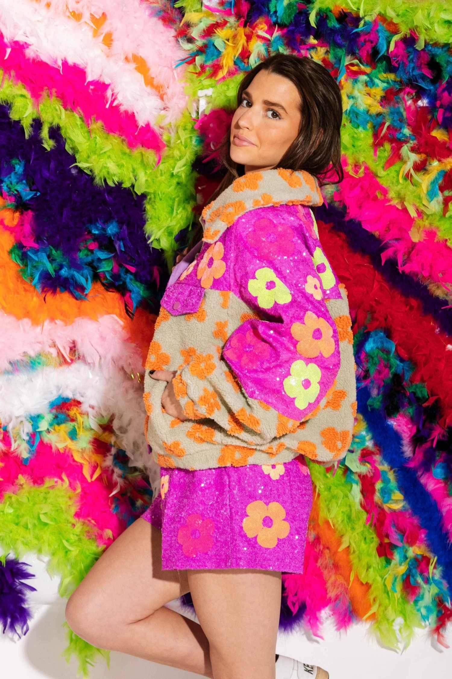 Neon Flower Tan Fleece - Image 4