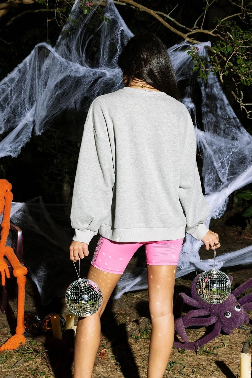 Queen Of Sparkles Grey Disco Skeleton Sweatshirt - Image 3