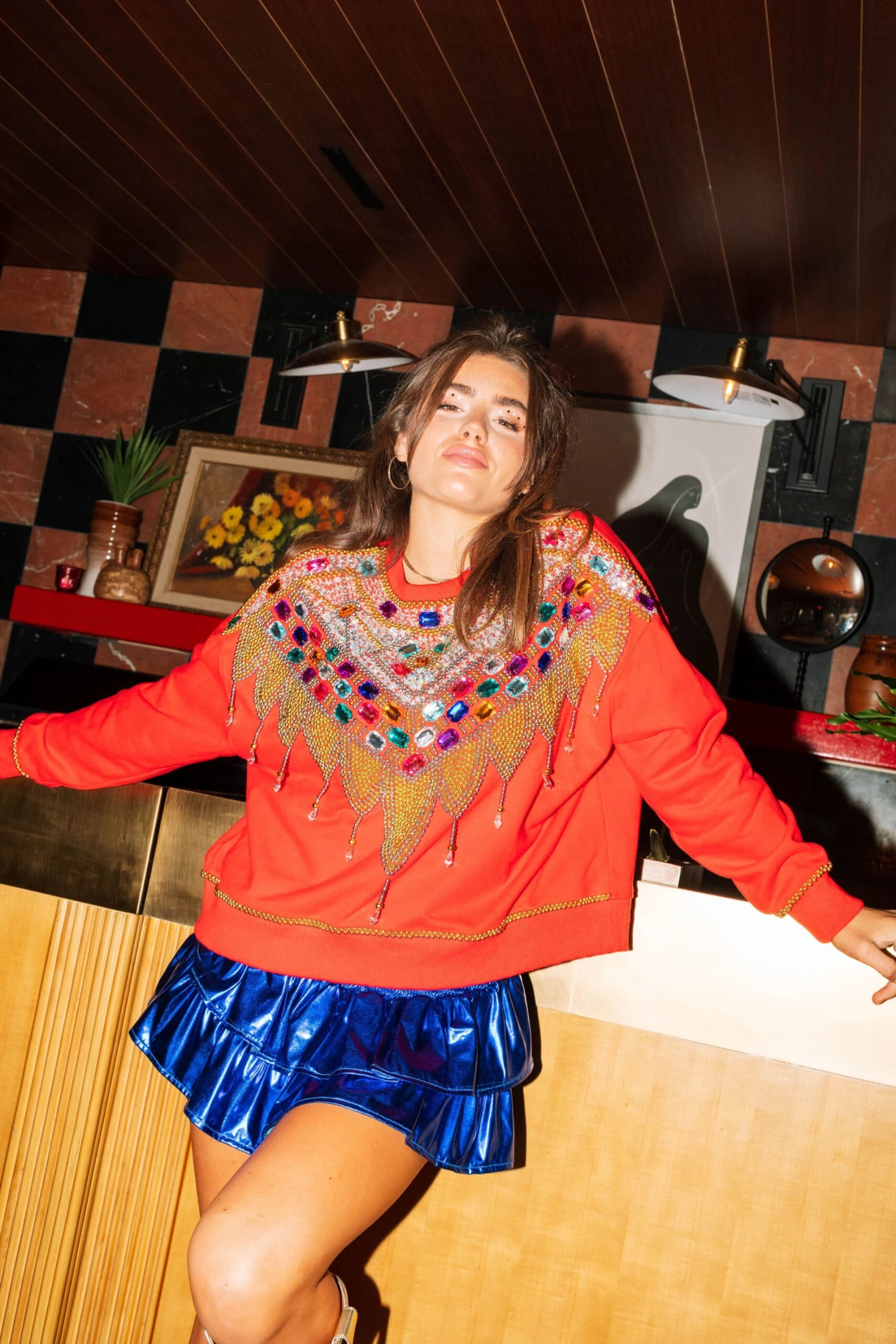 Queen Of Sparkles Red Jewel Sweatshirt - Image 2