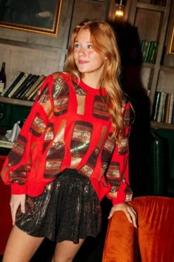 Queen Of Sparkles Copper Disco Swing Shorts