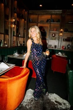 Queen Of Sparkles Black Sequin Checker Pant