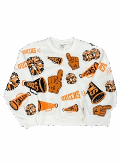 Queen Of Sparkles Orange & Black Cheers Queen Icon Sweatshirt