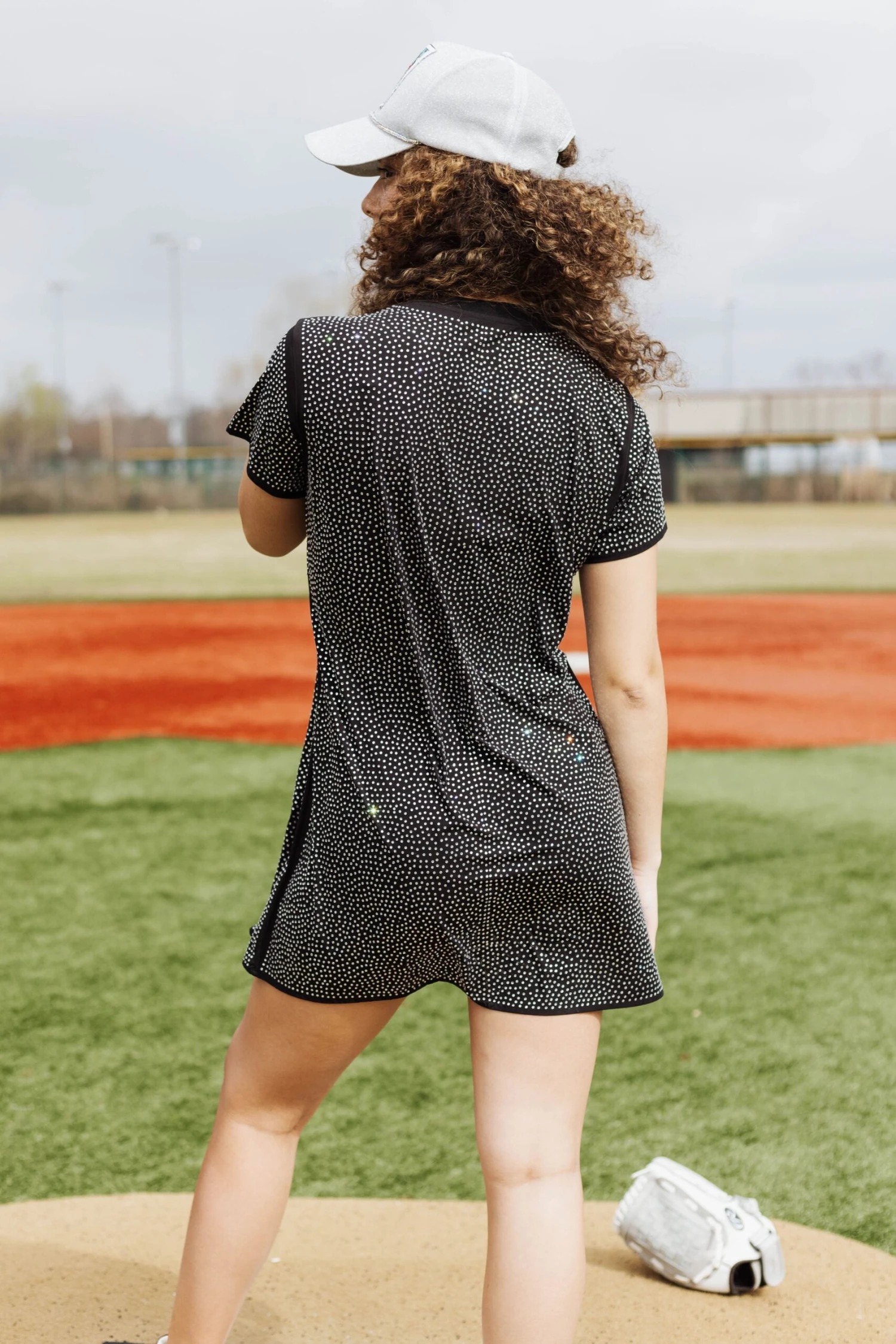 Queen Of Sparkles Black Active Rhinestone Tee Dress - Image 4