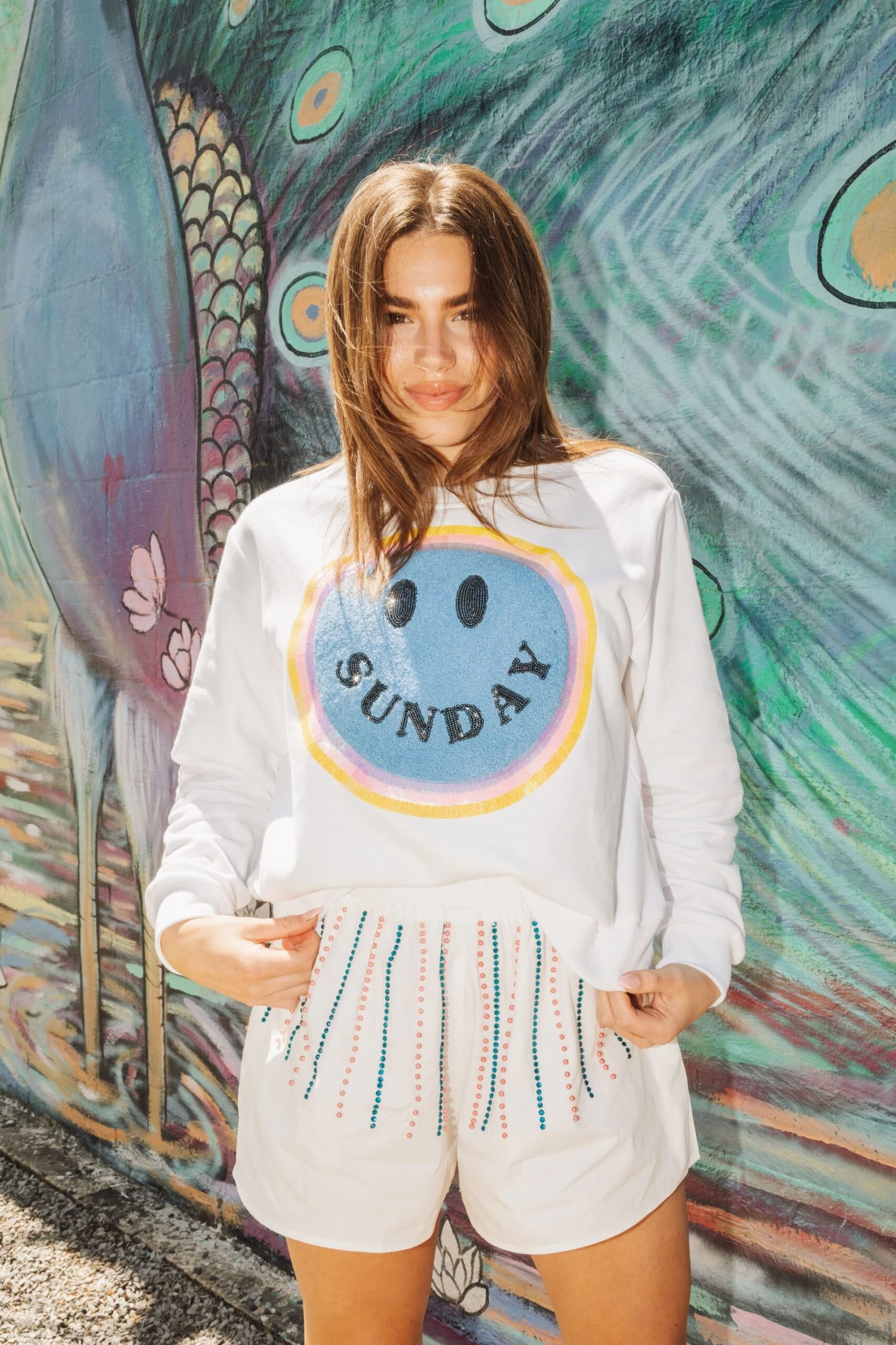 Queen Of Sparkles Sunday Smiley Sweatshirt - Image 2