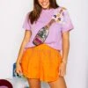 Queen Of Sparkles Purple & Orange Tiger Print Popping Champagne Tee