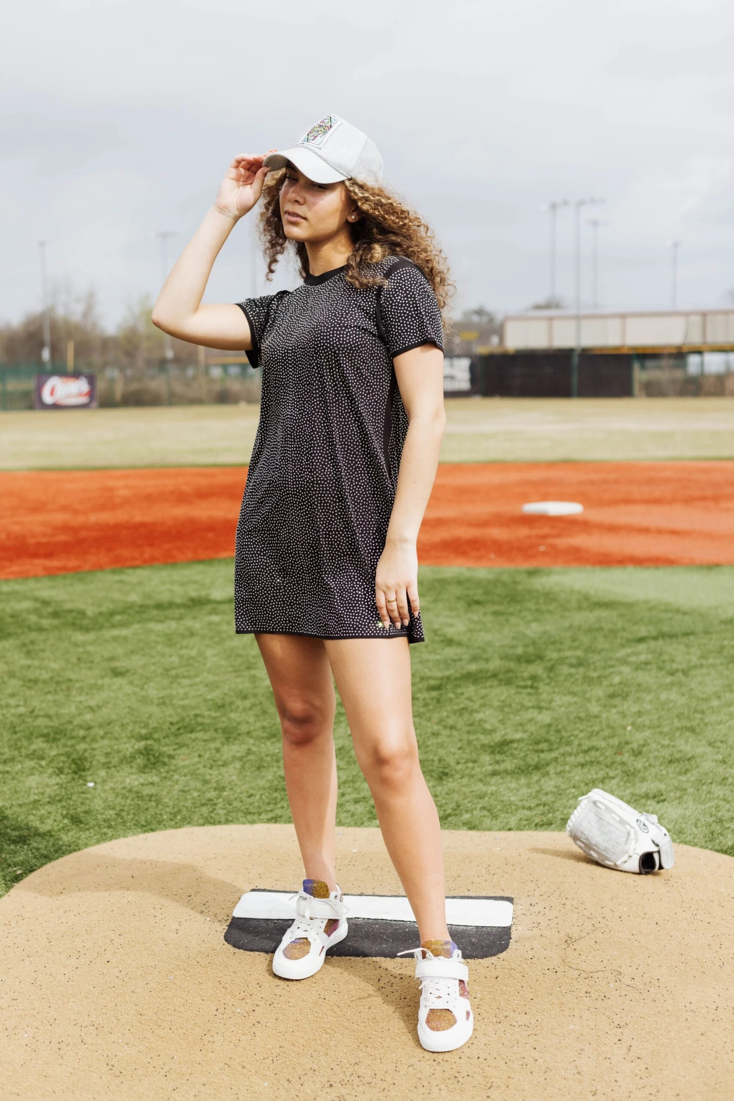 Queen Of Sparkles Black Active Rhinestone Tee Dress - Image 3