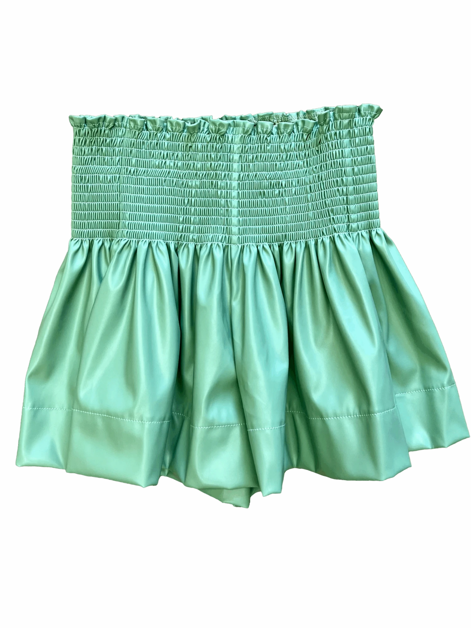 Queen Of Sparkles Apple Green Leather Swing Shorts