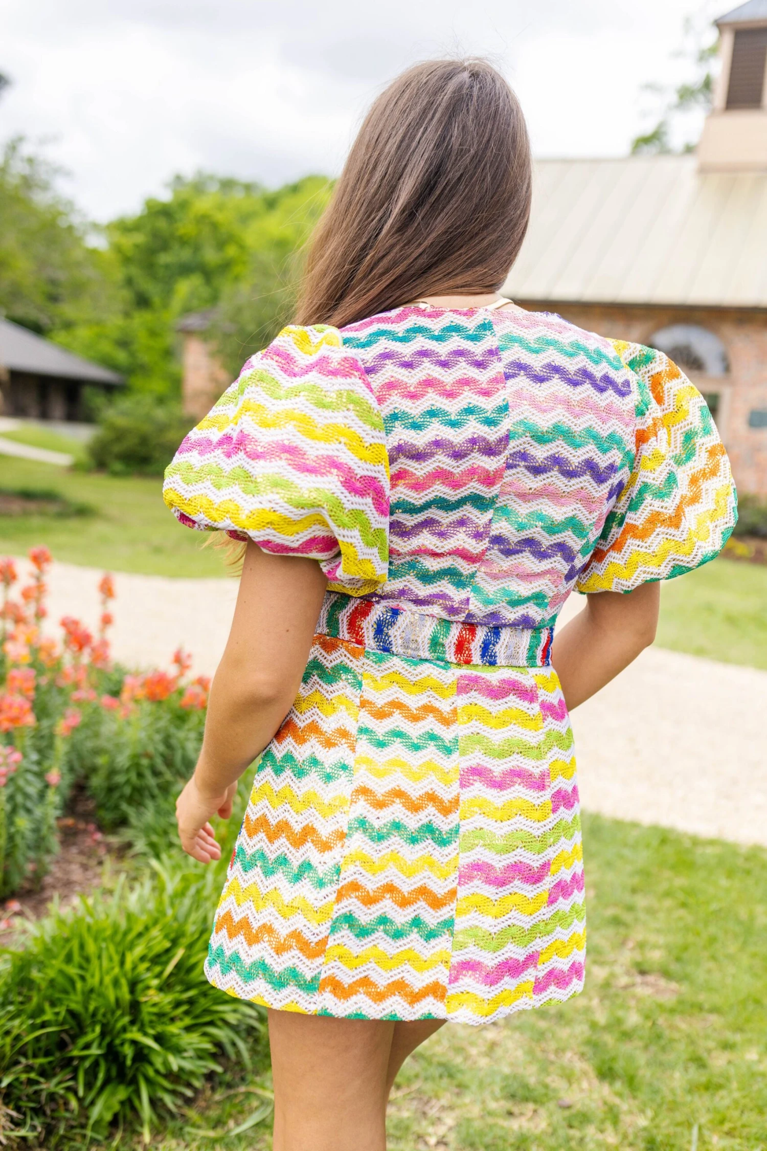 Queen Of Sparkles Crochet Poof Sleeve Tie Dress - Image 4