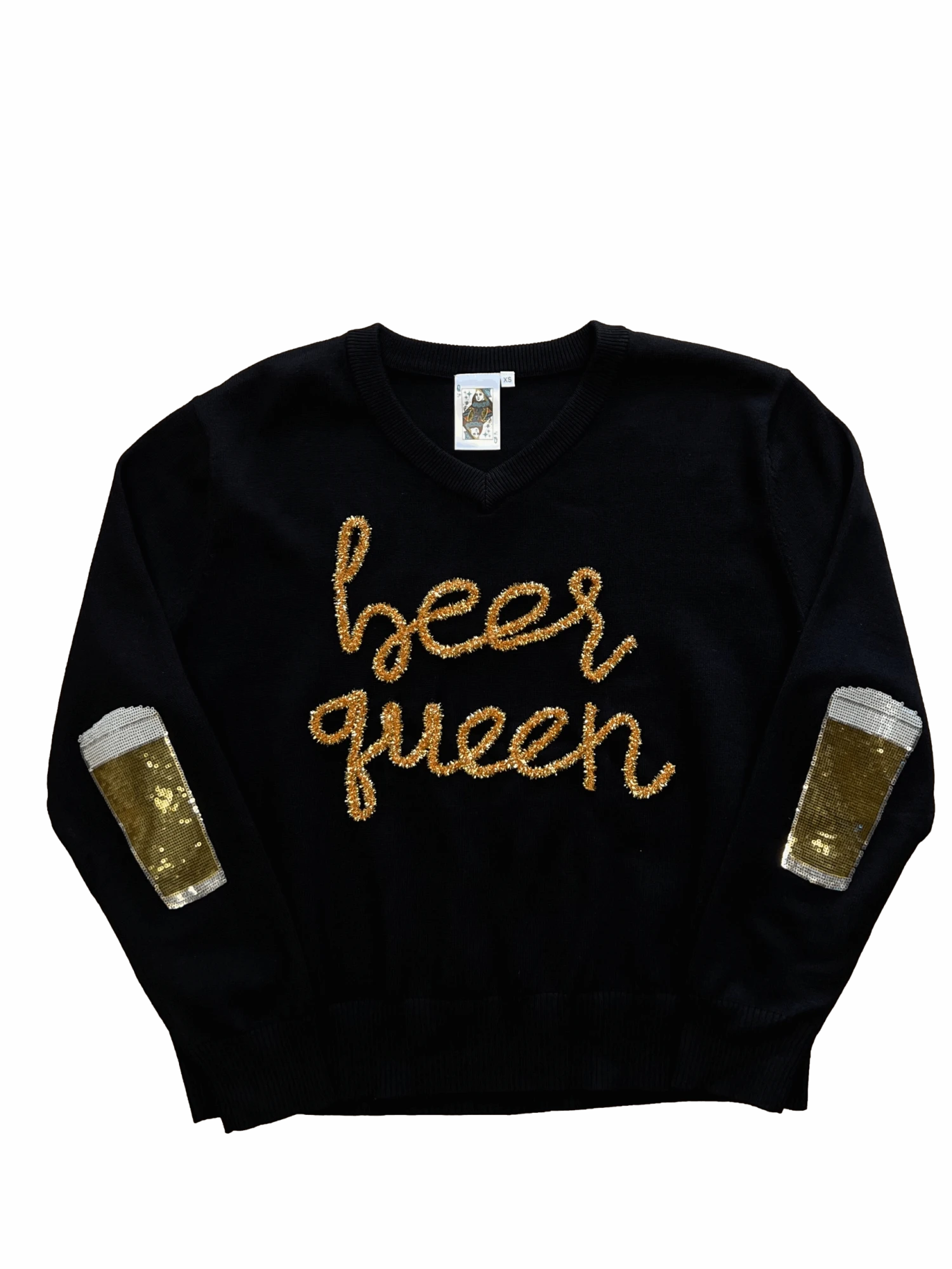 Queen Of Sparkles Black Beer Queen Sweater