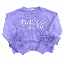 Queen Of Sparkles "Tigers" Feather Sleeve Sweater