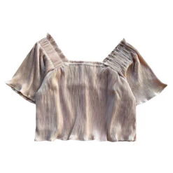 Champagne Pleat Flutter Top