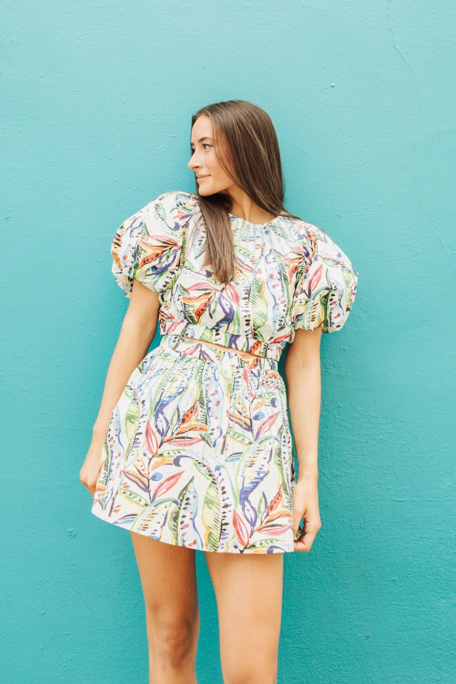 Queen Of Sparkles Tropical Tiered Jeweled Mini Skort