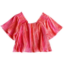 Peach Pleat Flutter Top