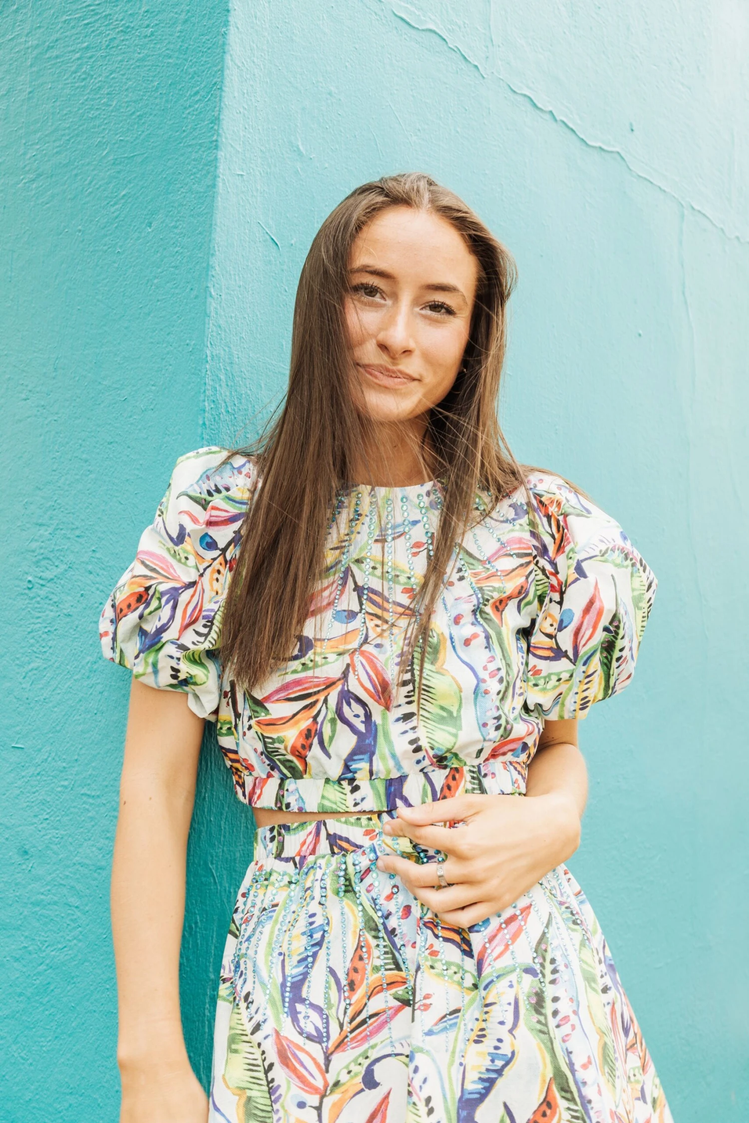 Queen Of Sparkles Tropical Tiered Jeweled Mini Skort - Image 3