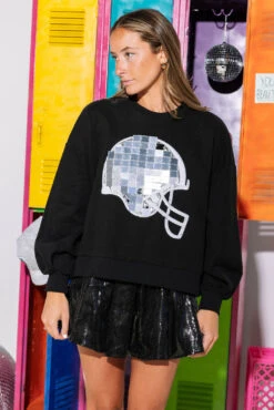 Queen Of Sparkles Black & Silver Mirror Helmet Sweatshirt