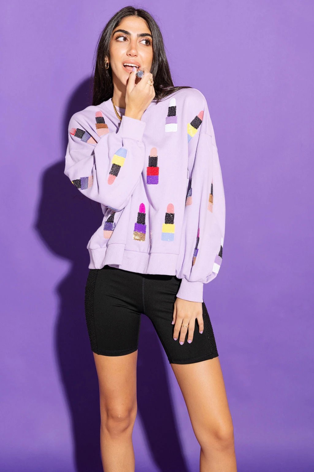 Lavender & Silver Lipstick Sweatshirt