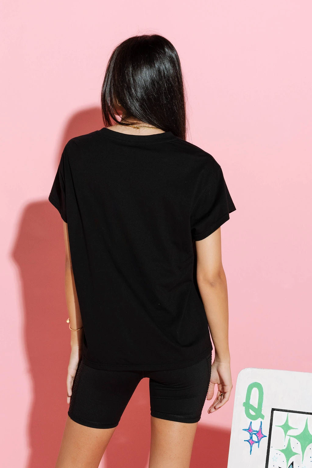 Queen Of Sparkles Black QOS Card Logo Tee - Image 4
