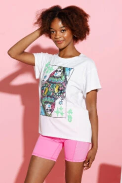 Queen Of Sparkles White QOS Card Logo Tee