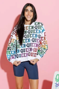 White & Rainbow Queen All Over Sweatshirt