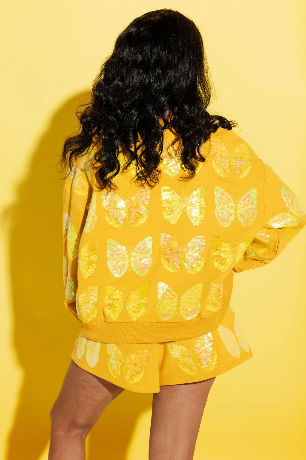 Queen Of Sparkles Yellow Scattered Butterfly Shorts - Image 2