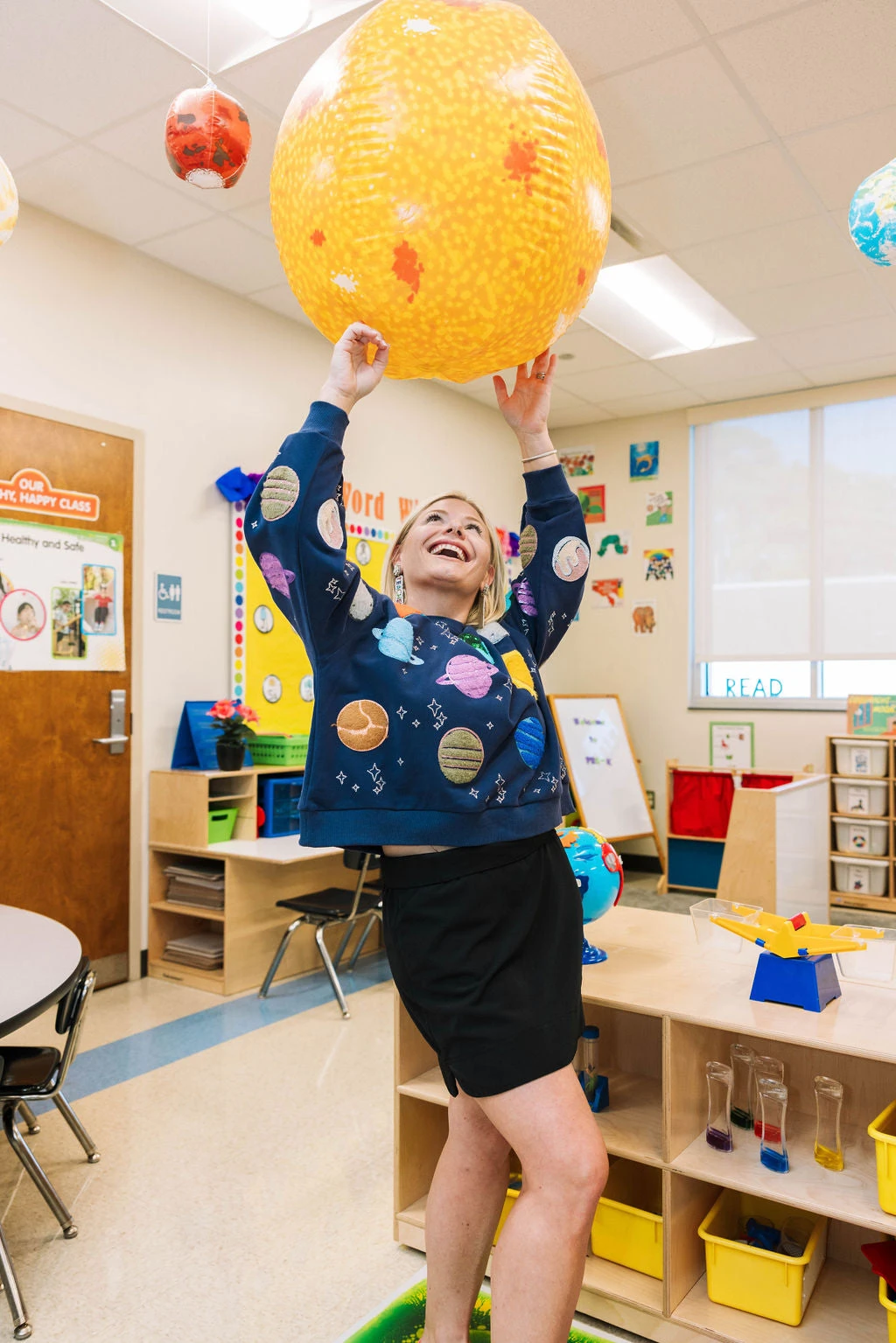 Navy Fuzzy Planet Sweatshirt - Image 3