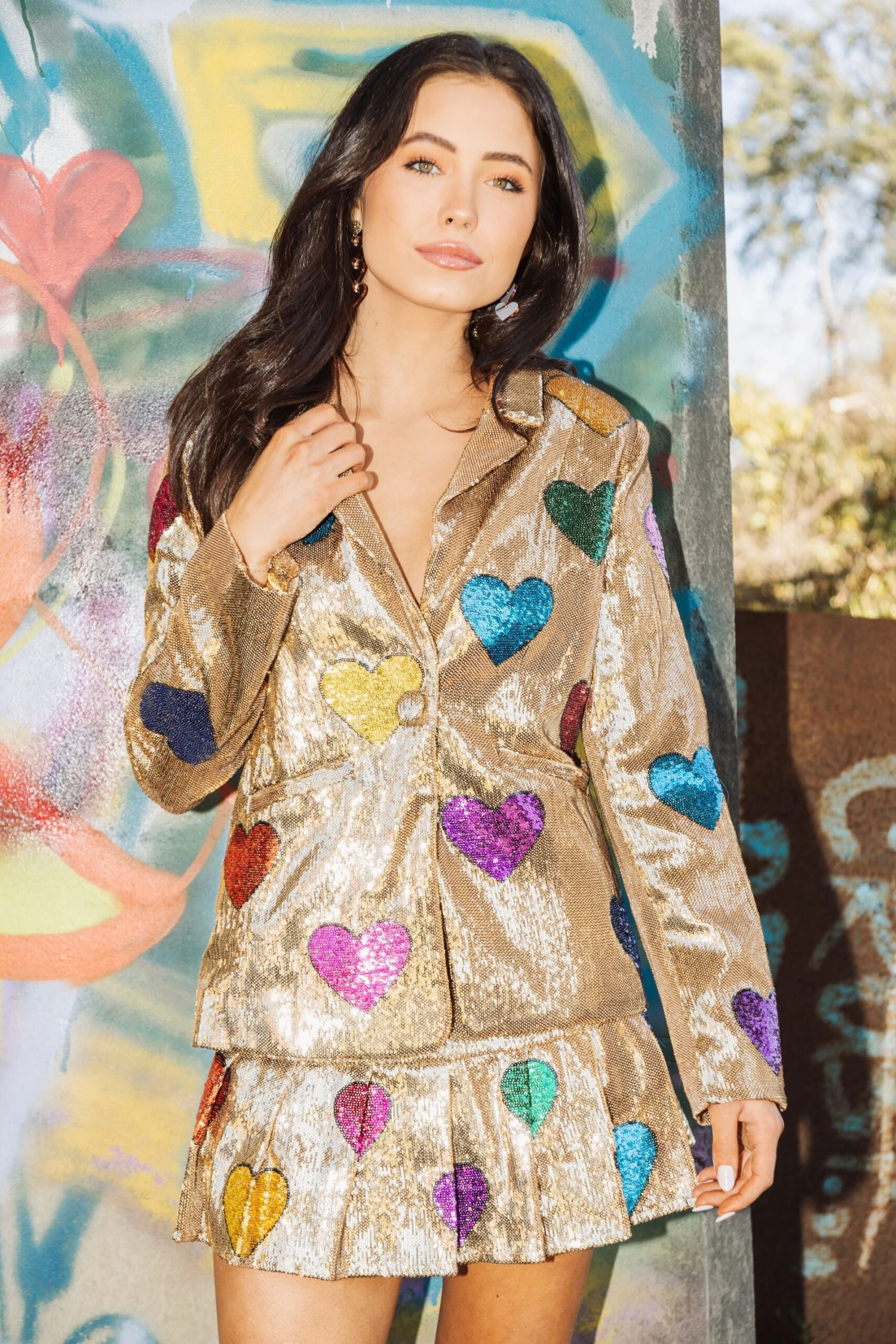 Queen Of Sparkles Gold Hearts Flounce Skort - Image 4