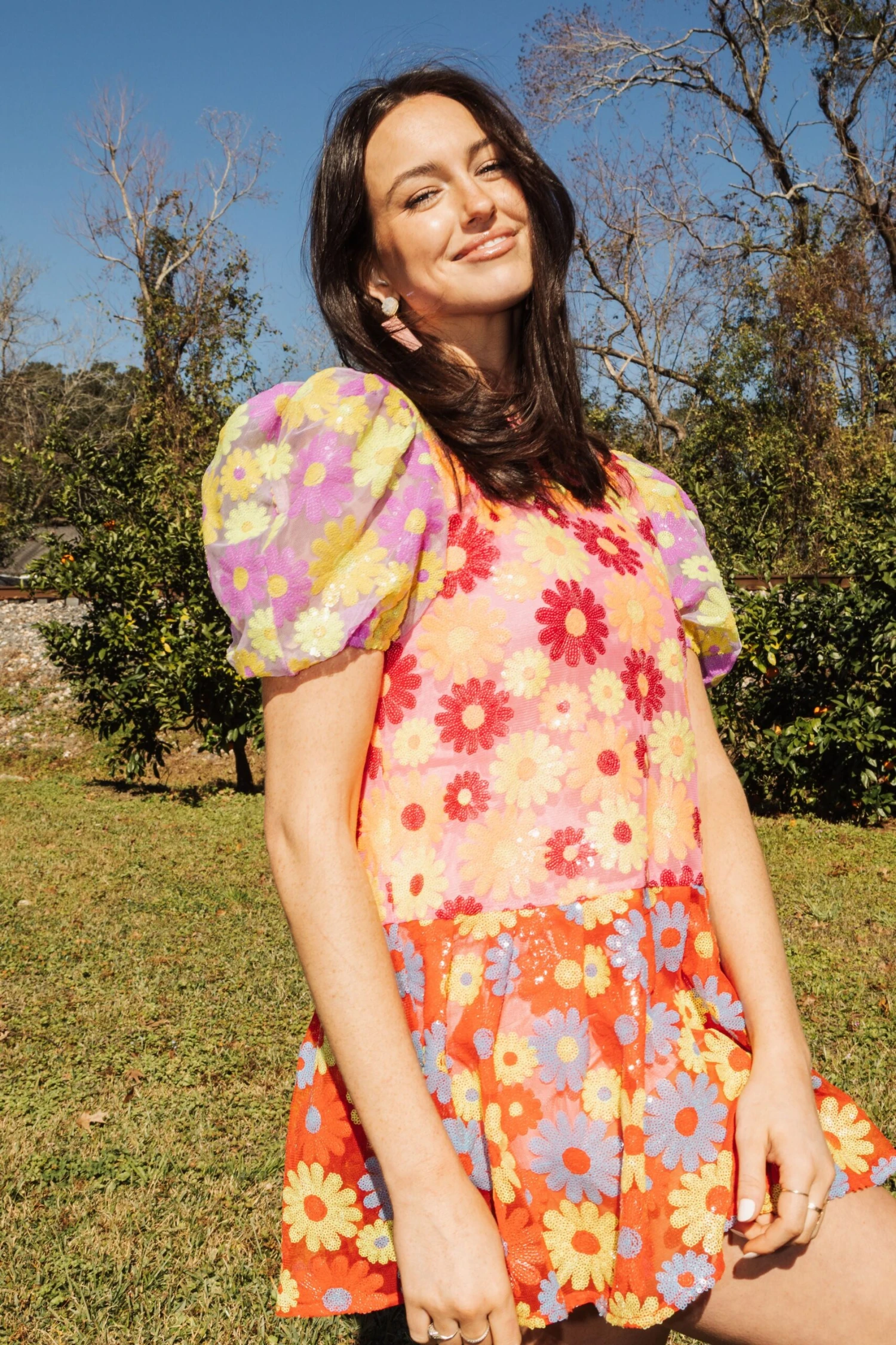 Queen Of Sparkles Colorblock Daisy Dress - Image 3