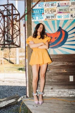 Queen Of Sparkles Tangerine Rhinestone Burst Swing Short