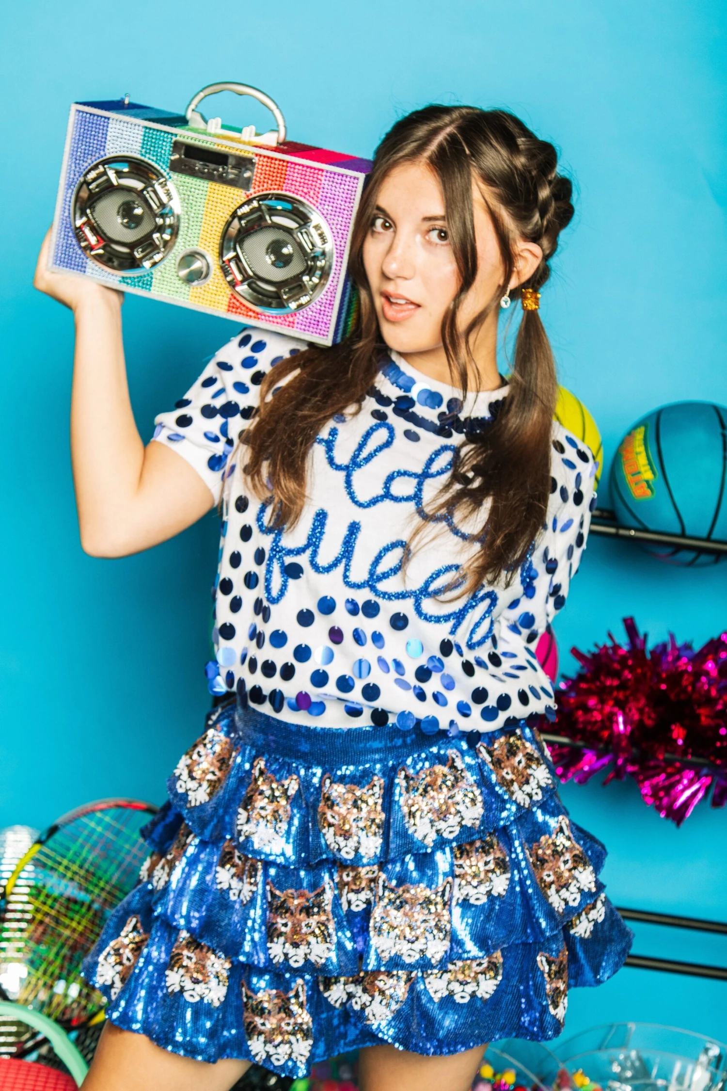 Queen Of Sparkles Royal Cat Paillette Queen Sweater - Image 3