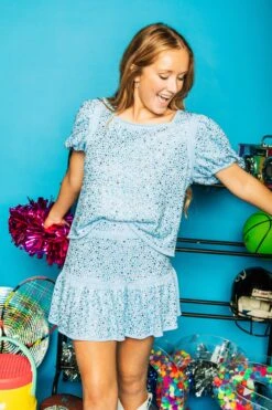 Queen Of Sparkles Light Blue Rhinestone Skirt