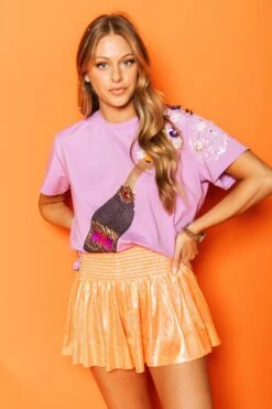 Queen Of Sparkles Orange Glitter Swing Short