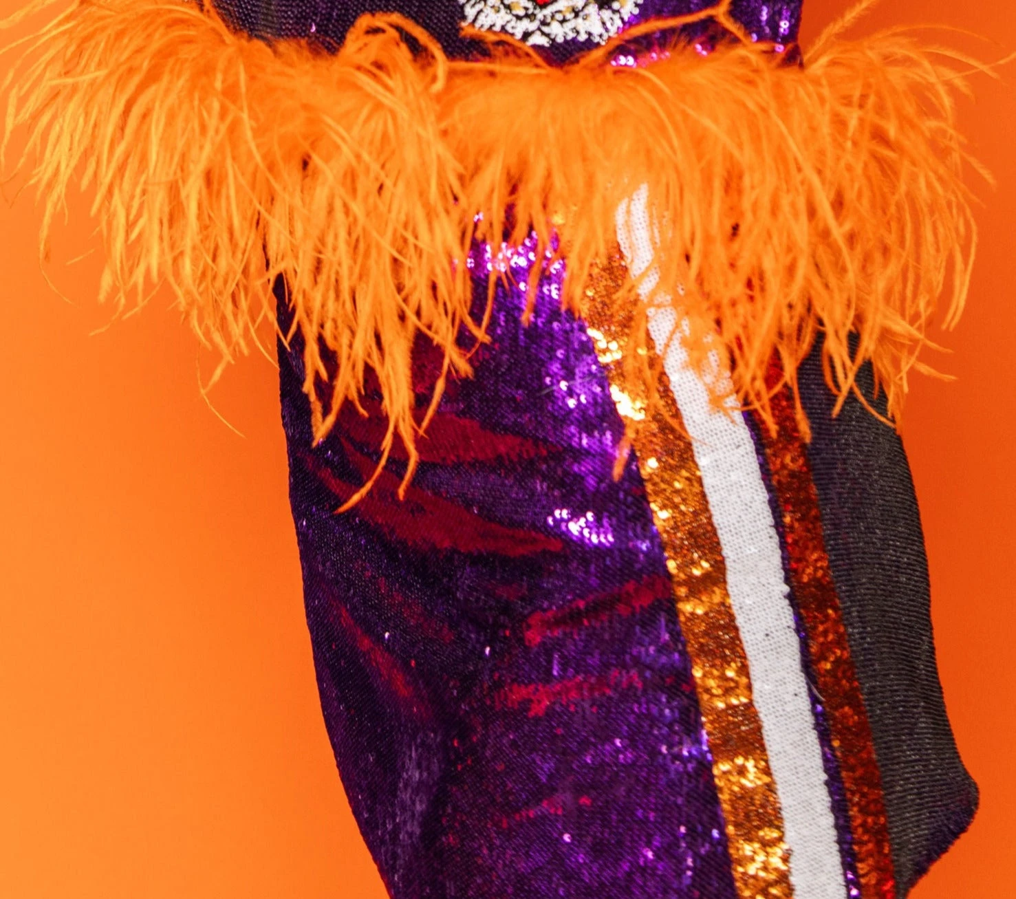 Queen Of Sparkles Purple & Orange Stripe Sequin Skirt - Image 2