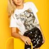 Queen Of Sparkles Black & Gold Card Tee