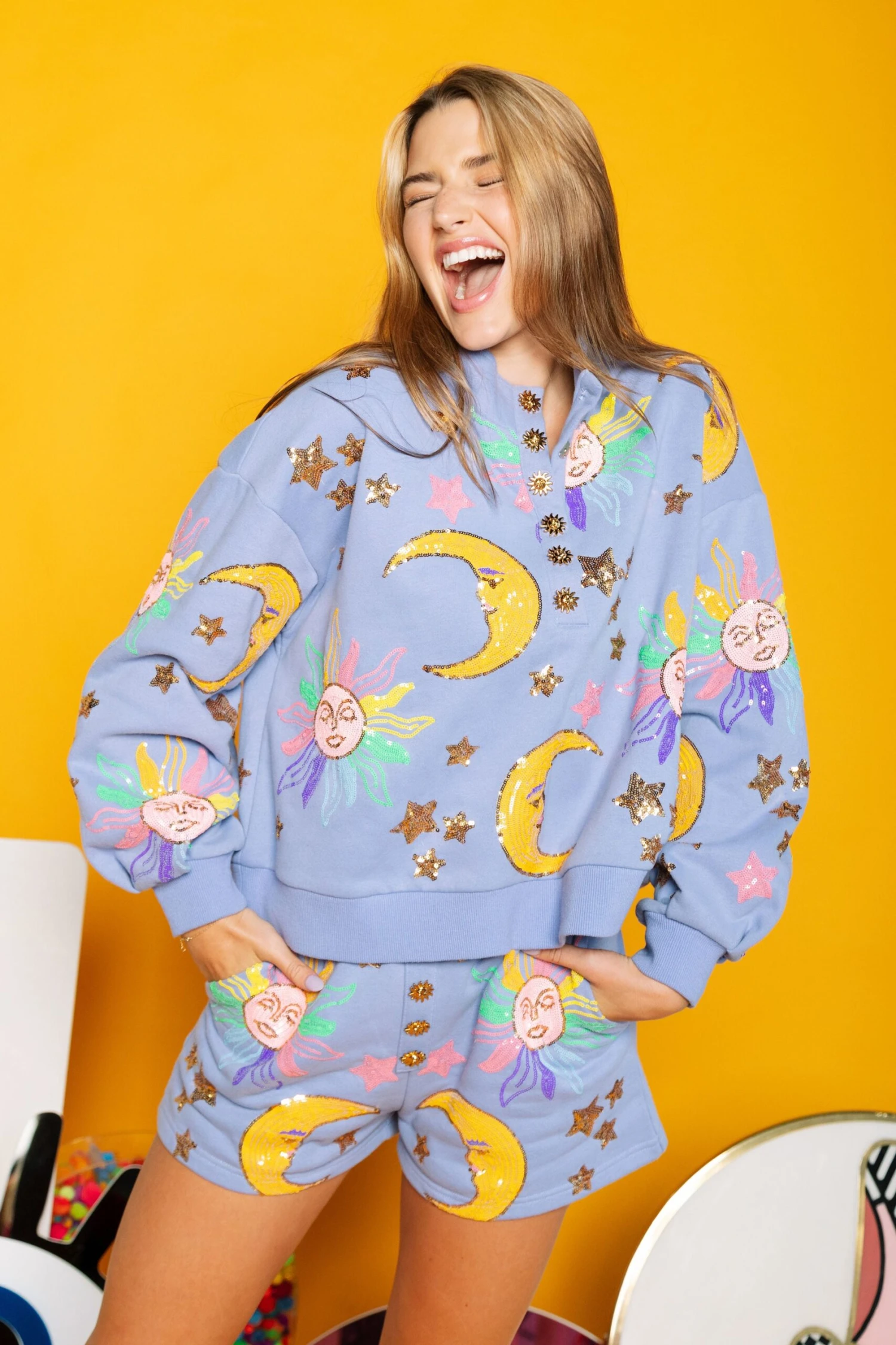 Queen Of Sparkles Sun & Moon Henley Short - Image 2