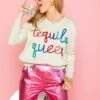 Queen Of Sparkles Light Green Tequila Queen Sweater