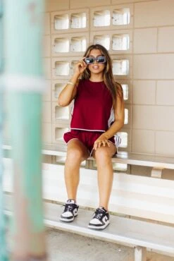 Queen Of Sparkles Maroon & White Side Active Tank