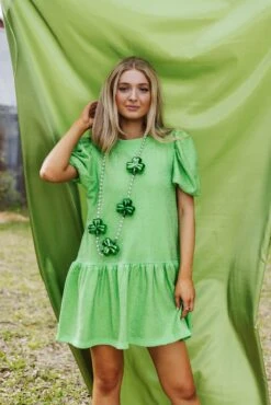 Queen Of Sparkles Green Full Rhinestone Baby Doll Dress