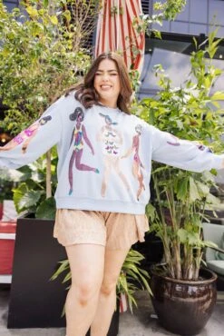 Queen Of Sparkles Light Blue Swimsuit Girl Sweatshirt