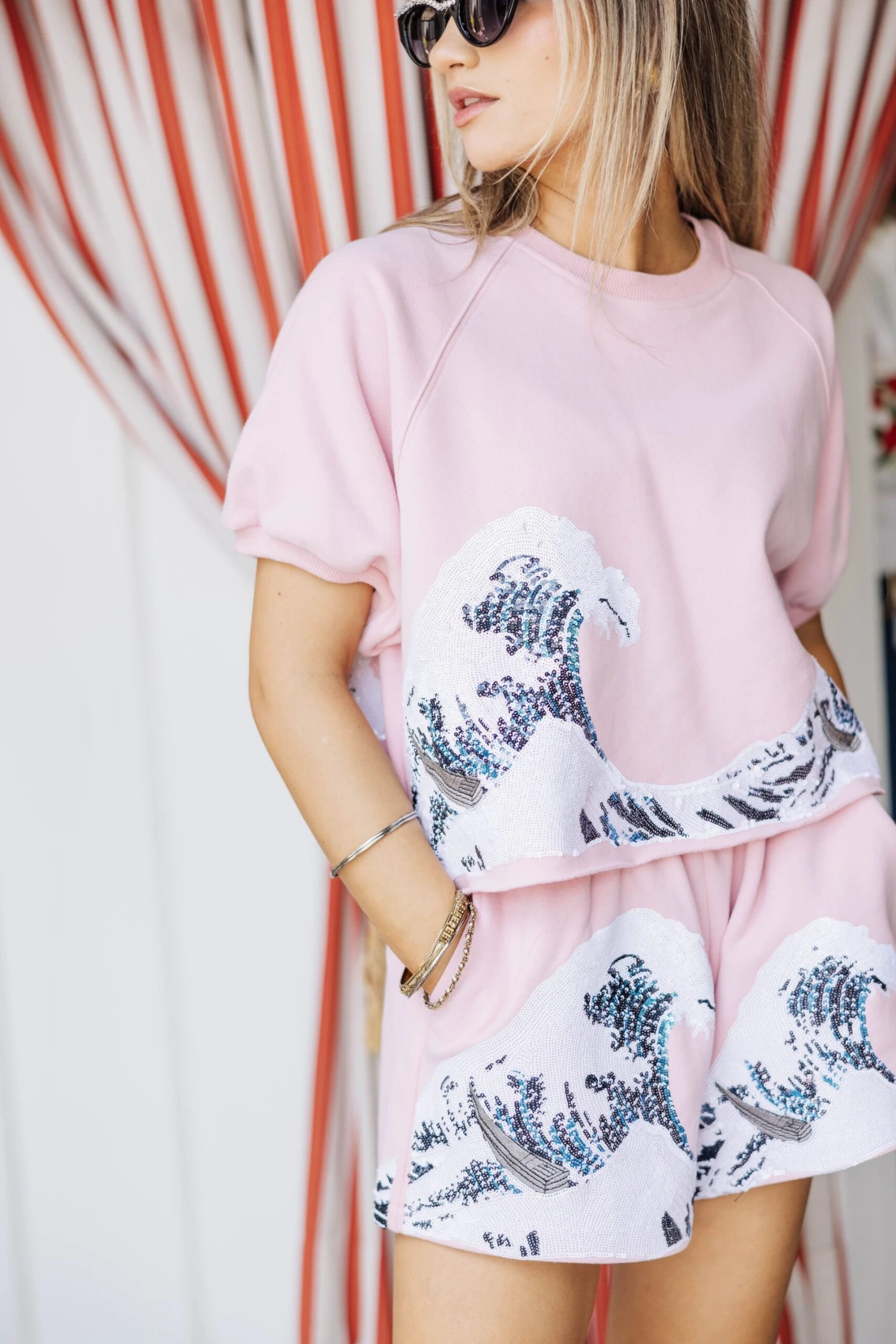 Queen Of Sparkles Light Pink Wave Top