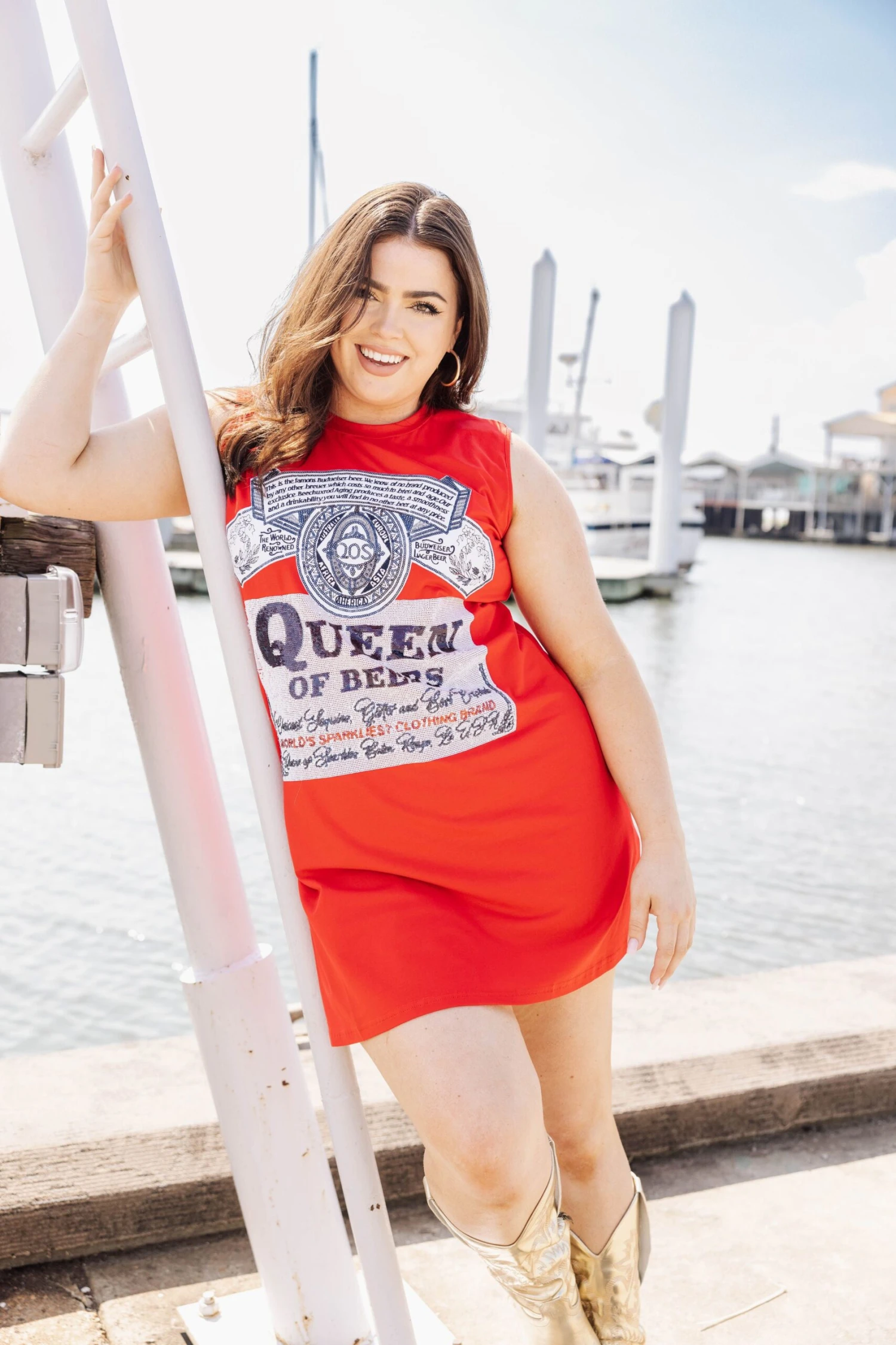Queen Of Sparkles Red Queen Of Beers Tank Tee Dress