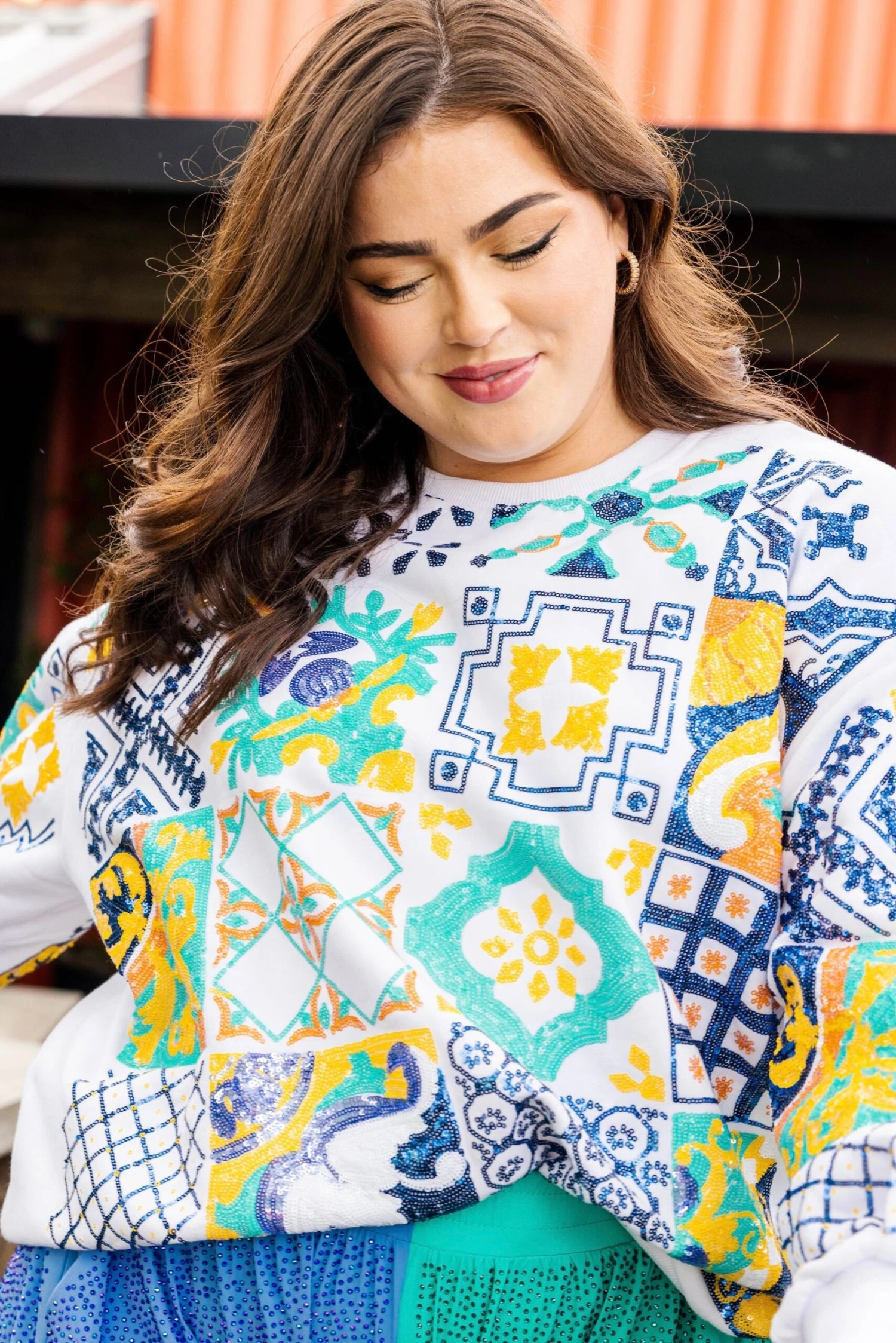 White Italian Tile Sweatshirt - Image 2